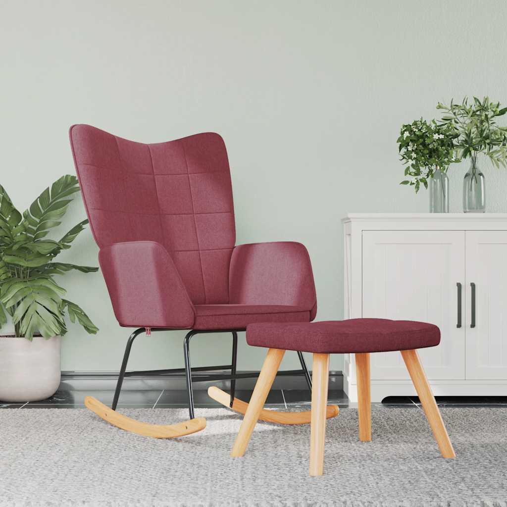 Chaise à bascule avec tabouret Rouge bordeaux Tissu - XIOS