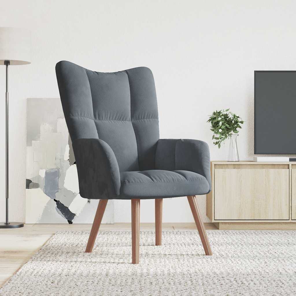 Chaise de relaxation Gris foncé Velours - XIOS