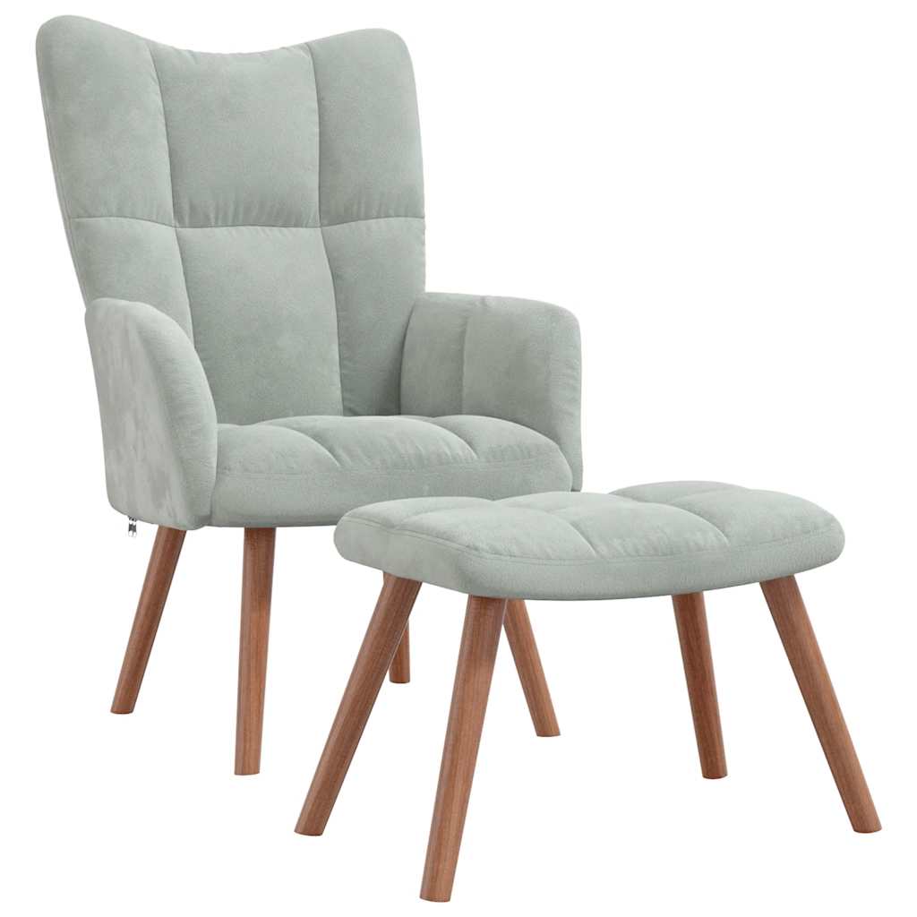 Chaise de relaxation avec repose-pied Gris clair Velours - XIOS