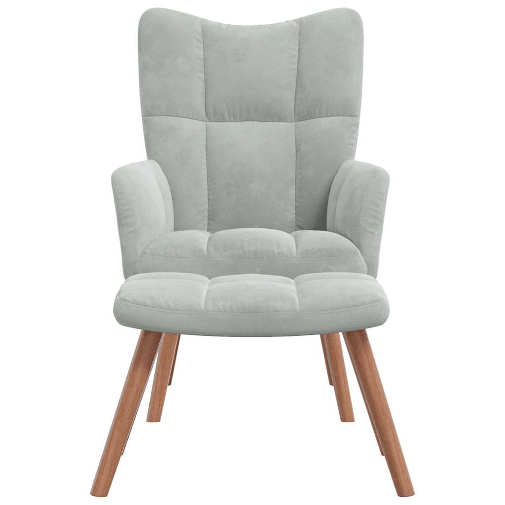 Chaise de relaxation avec repose-pied Gris clair Velours - XIOS