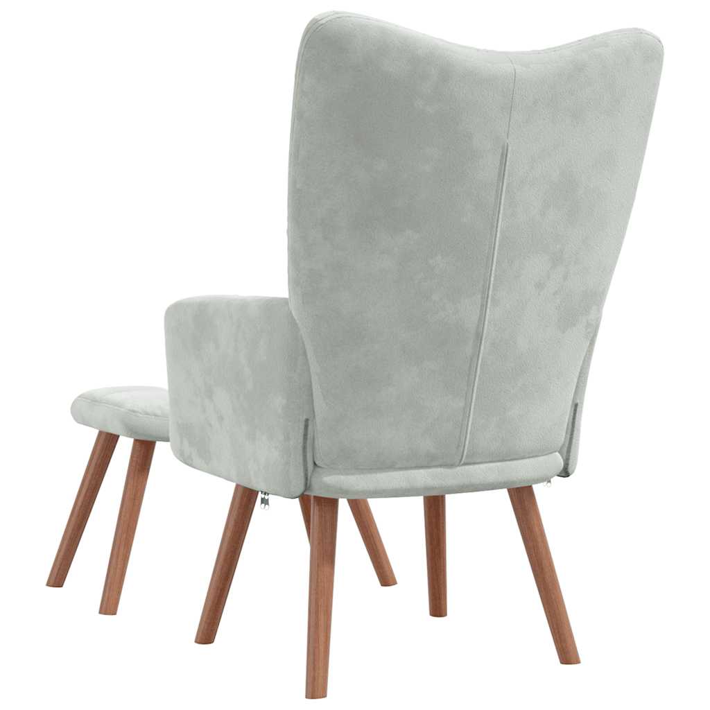 Chaise de relaxation avec repose-pied Gris clair Velours - XIOS