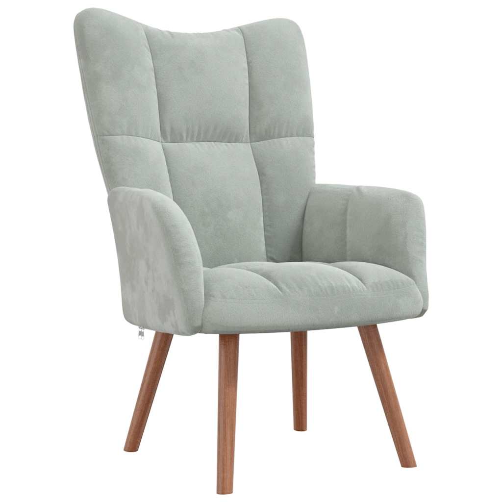 Chaise de relaxation avec repose-pied Gris clair Velours - XIOS