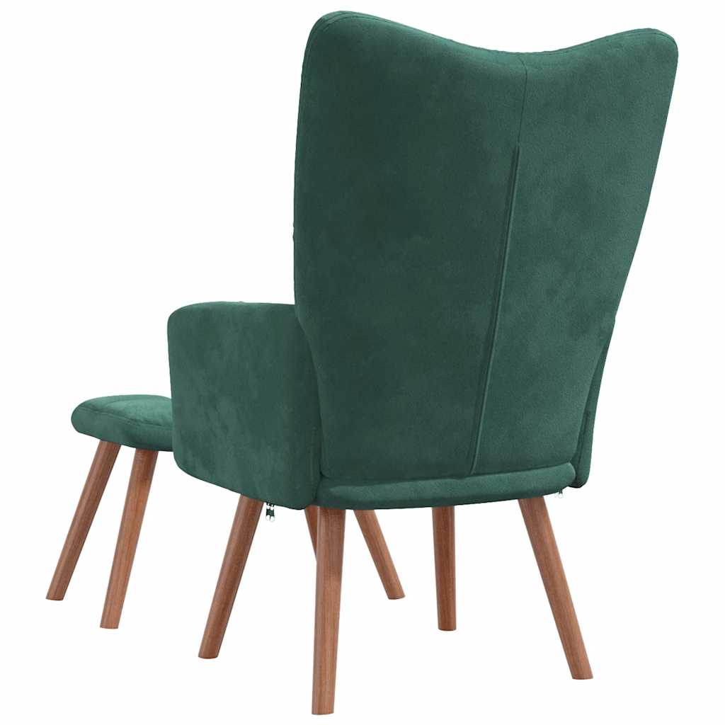 Chaise de relaxation avec repose-pied Vert foncé Velours