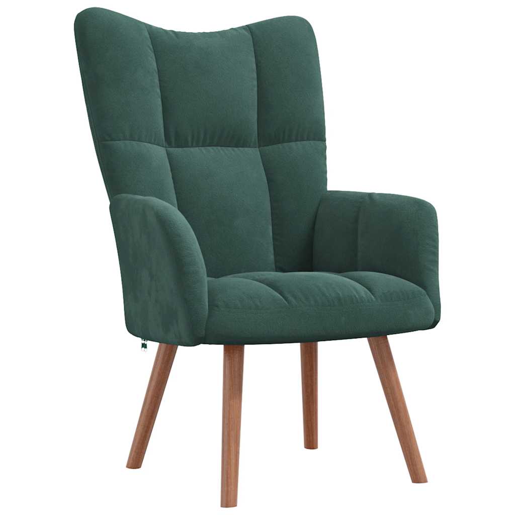 Chaise de relaxation avec repose-pied Vert foncé Velours