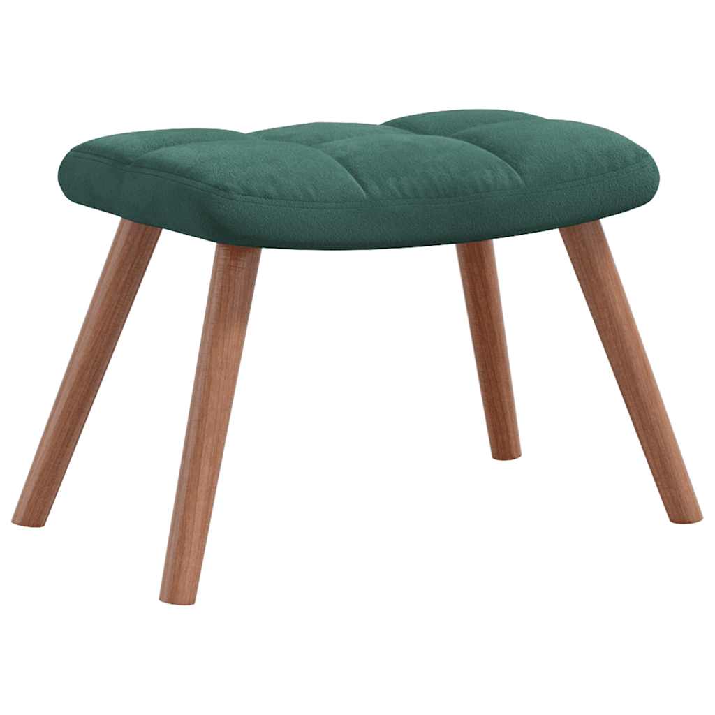 Chaise de relaxation avec repose-pied Vert foncé Velours