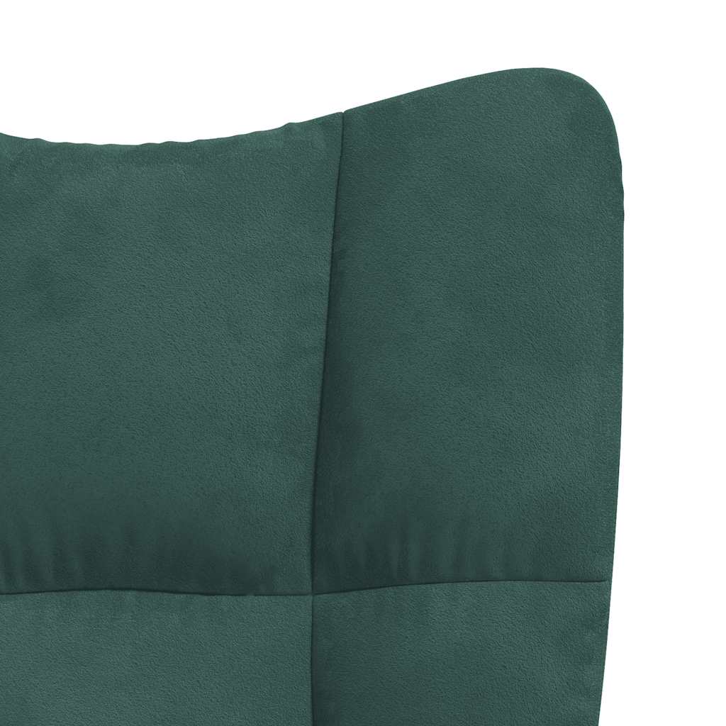 Chaise de relaxation avec repose-pied Vert foncé Velours