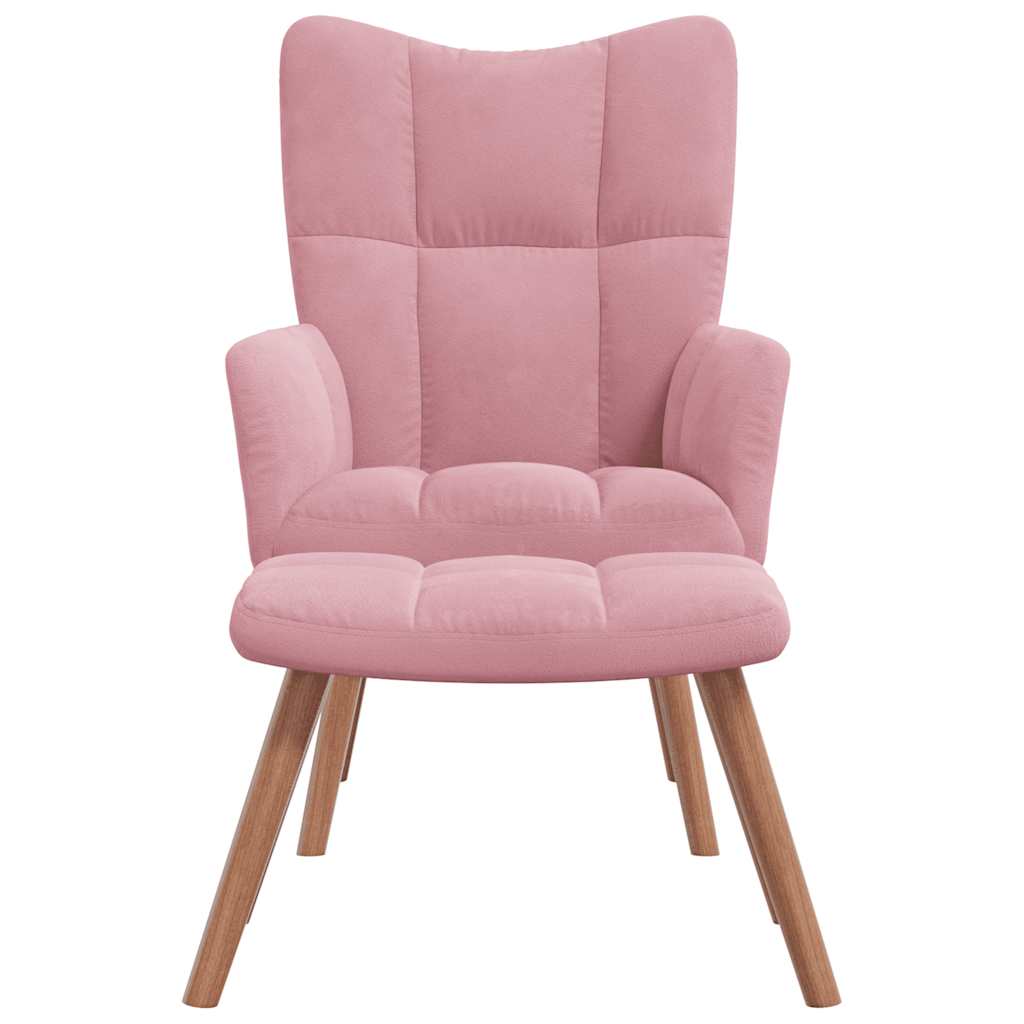 Chaise de relaxation avec repose-pied Rose Velours - XIOS