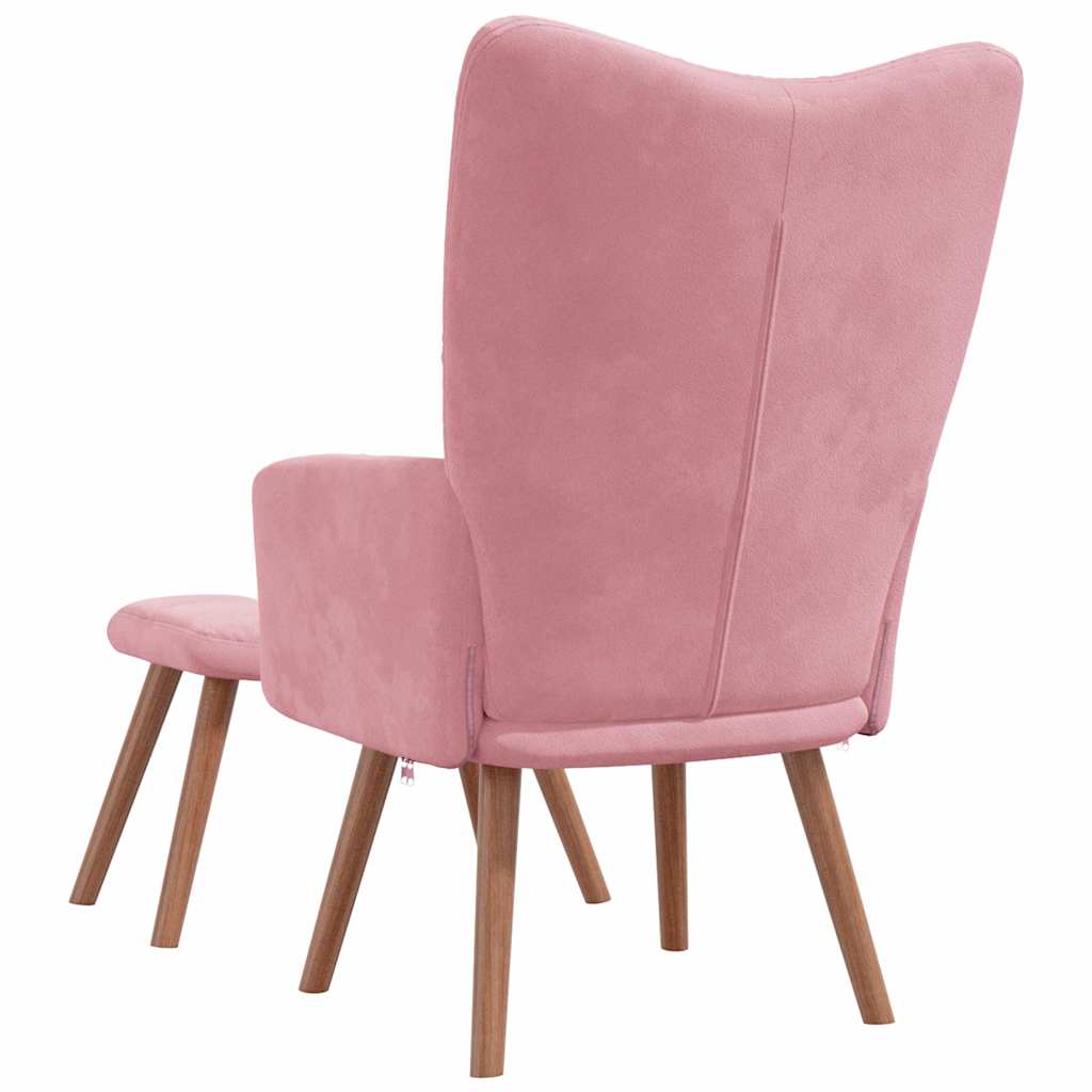 Chaise de relaxation avec repose-pied Rose Velours - XIOS