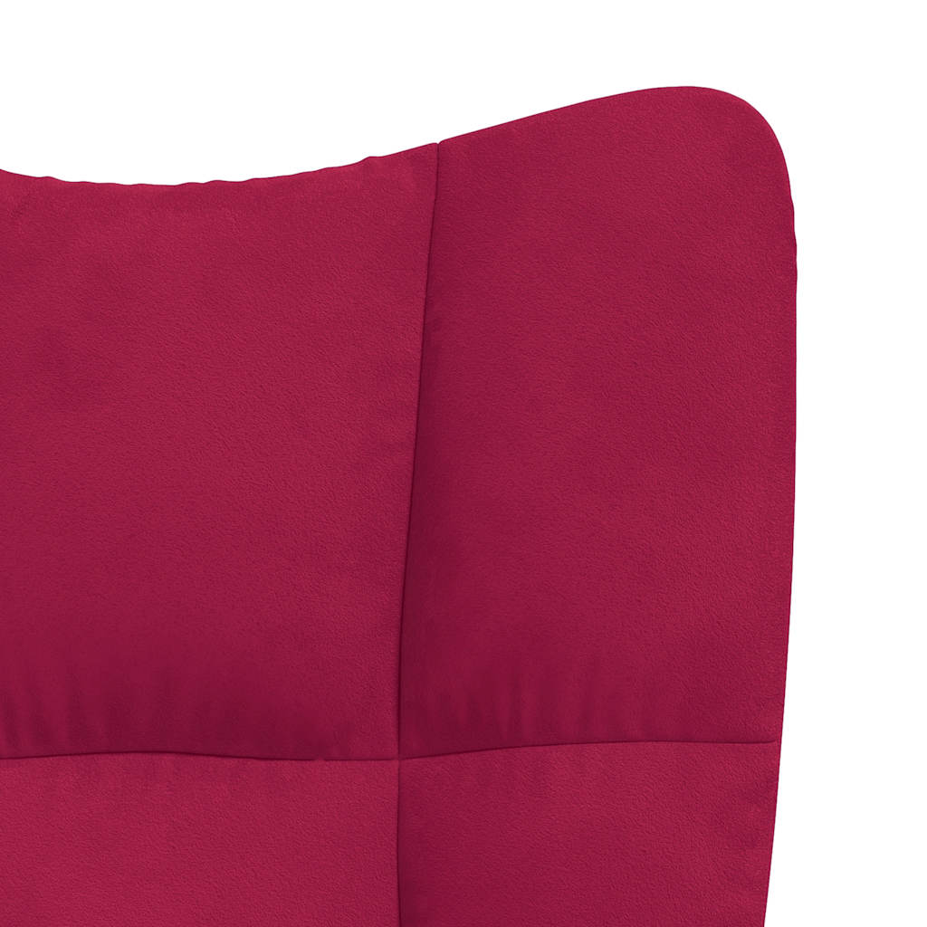 Chaise de relaxation avec repose-pied Rouge bordeaux Velours - XIOS