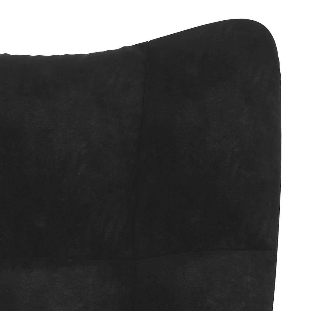 Chaise de relaxation avec repose-pied Noir Velours - XIOS
