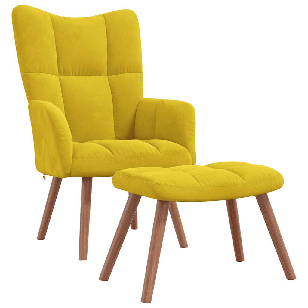 Chaise de relaxation avec repose-pied Jaune moutarde Velours - XIOS