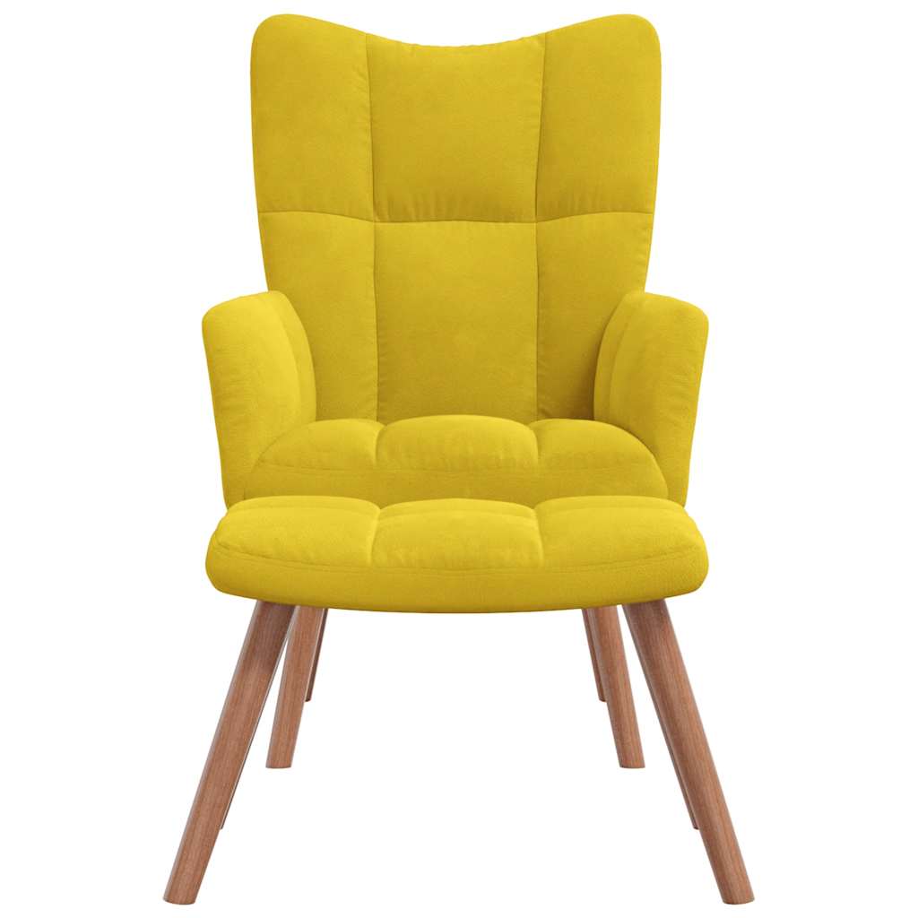 Chaise de relaxation avec repose-pied Jaune moutarde Velours - XIOS