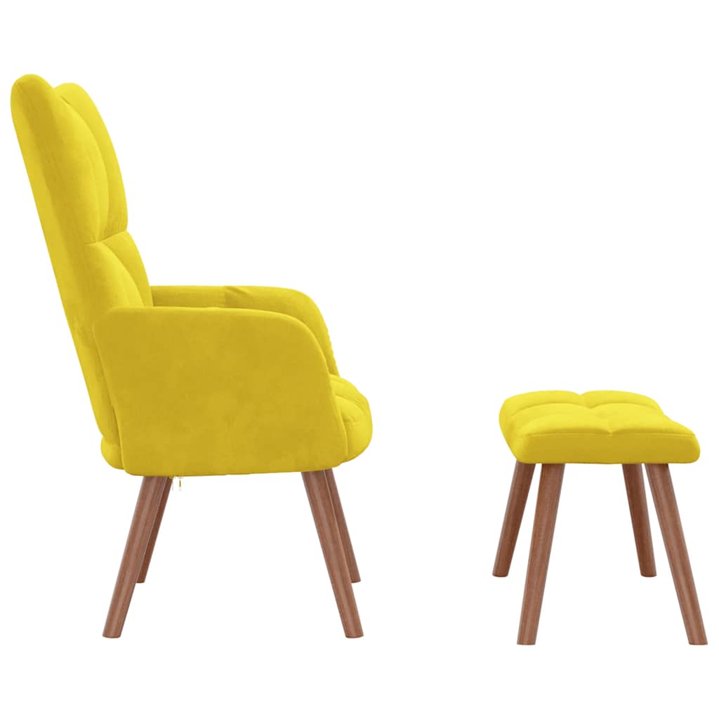 Chaise de relaxation avec repose-pied Jaune moutarde Velours - XIOS