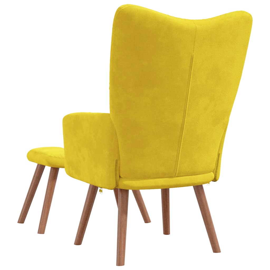 Chaise de relaxation avec repose-pied Jaune moutarde Velours - XIOS