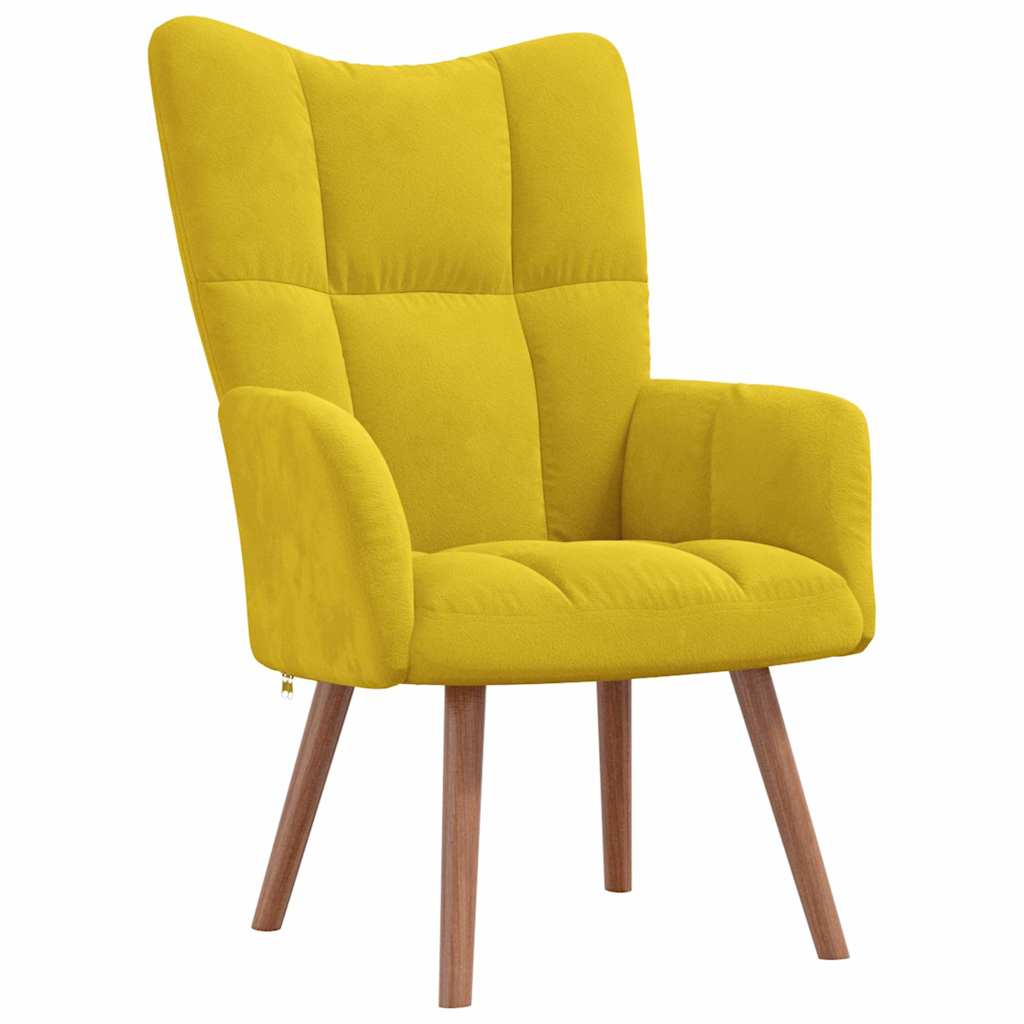 Chaise de relaxation avec repose-pied Jaune moutarde Velours - XIOS