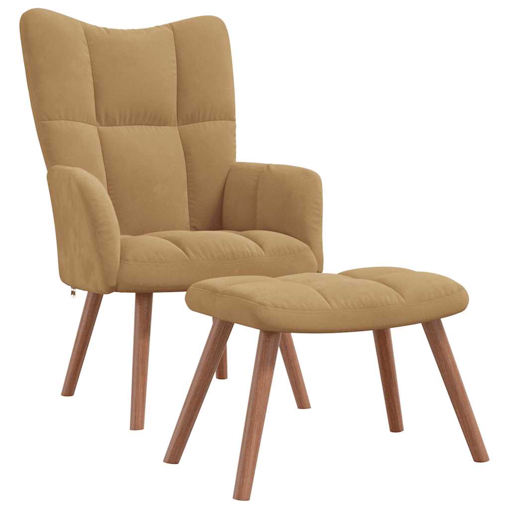 Chaise de relaxation avec repose-pied Marron Velours - XIOS