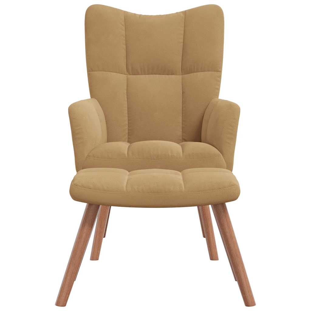 Chaise de relaxation avec repose-pied Marron Velours - XIOS