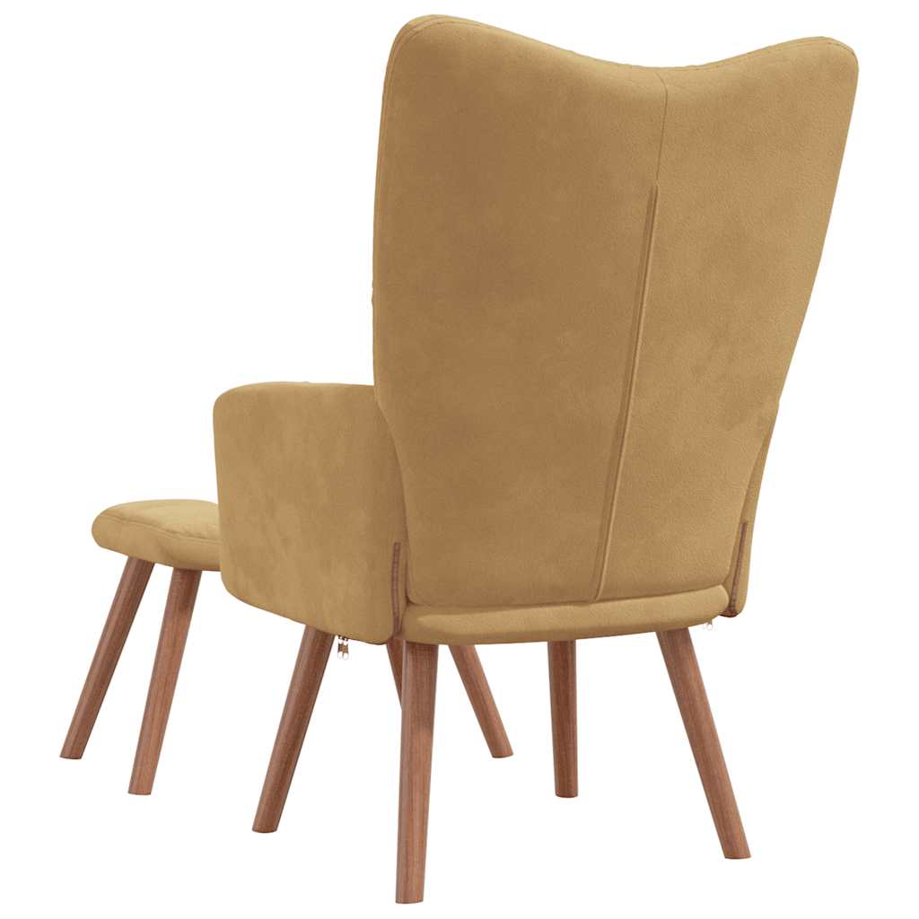 Chaise de relaxation avec repose-pied Marron Velours - XIOS