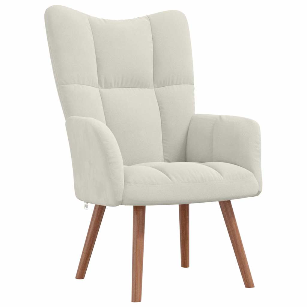 Chaise de relaxation avec repose-pied Blanc crème Velours - XIOS