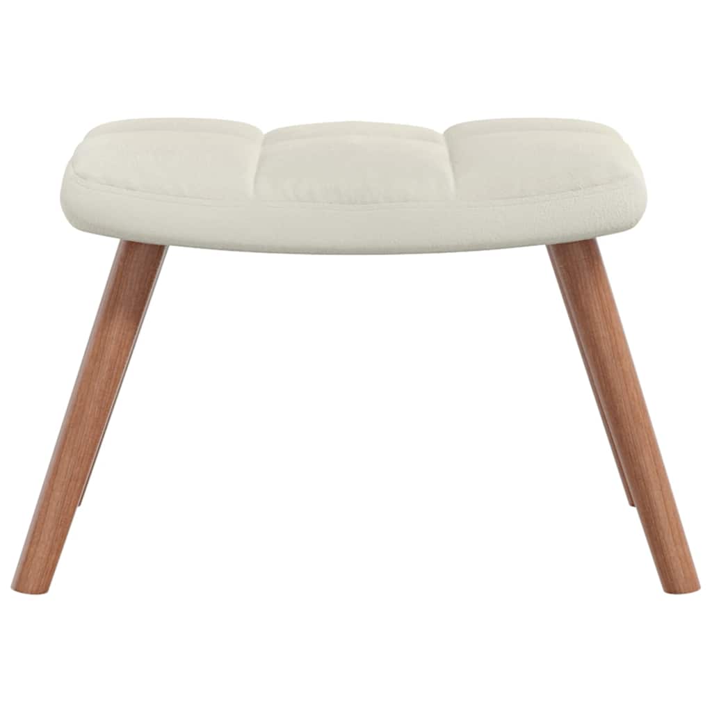 Chaise de relaxation avec repose-pied Blanc crème Velours - XIOS