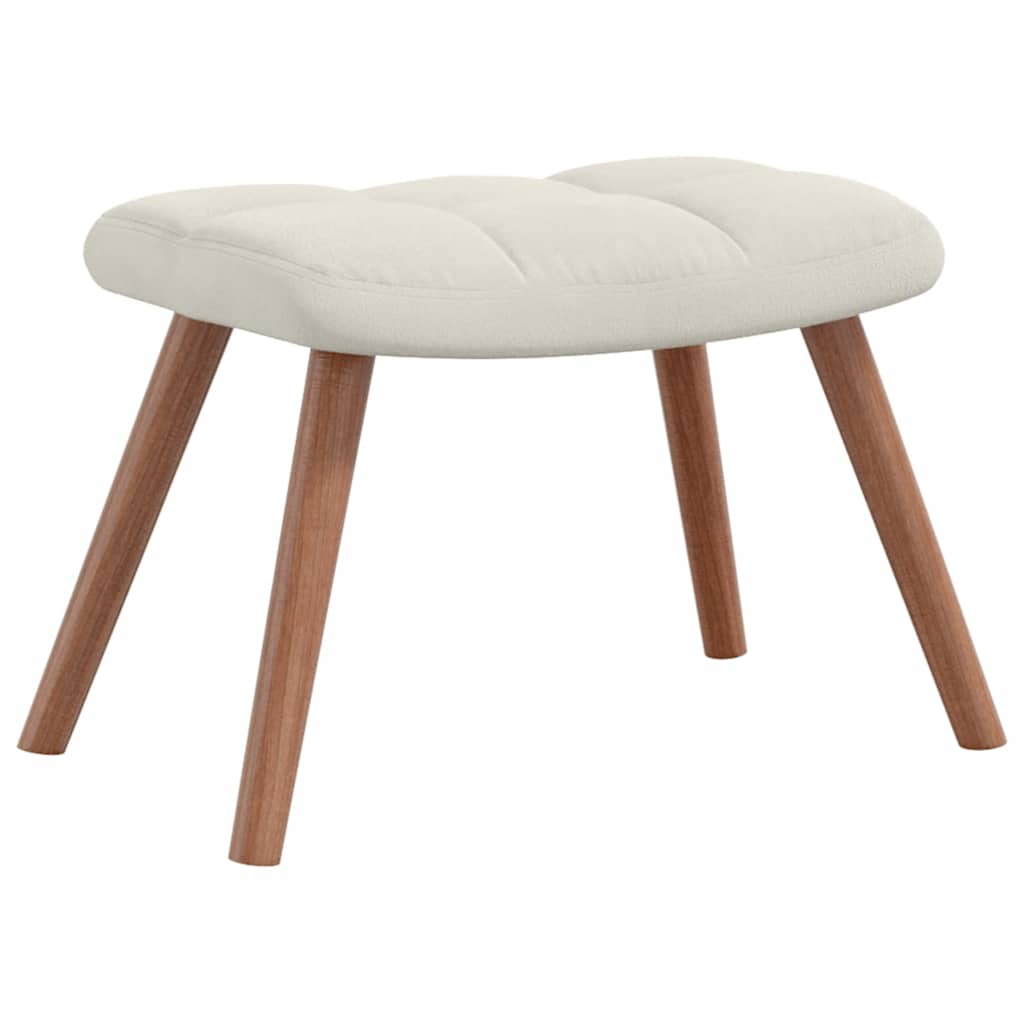 Chaise de relaxation avec repose-pied Blanc crème Velours - XIOS