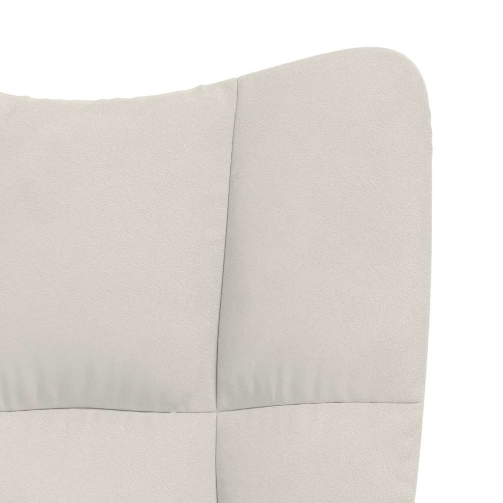 Chaise de relaxation avec repose-pied Blanc crème Velours - XIOS