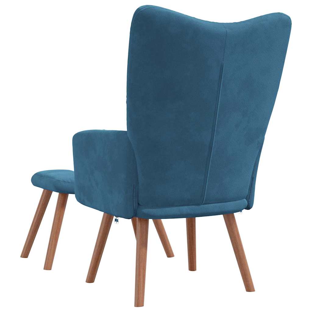 Chaise de relaxation avec repose-pied Bleu Velours - XIOS