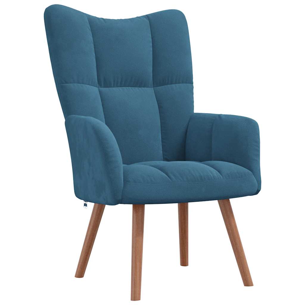 Chaise de relaxation avec repose-pied Bleu Velours - XIOS