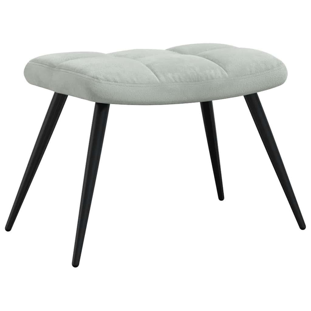 Chaise de relaxation avec tabouret Gris clair Velours - XIOS