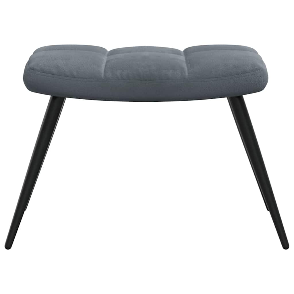 Chaise de relaxation avec tabouret Gris foncé Velours - XIOS