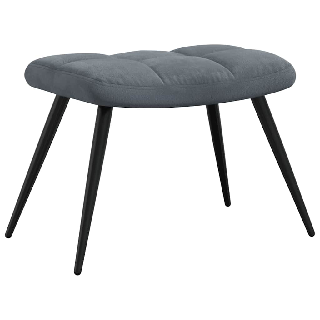 Chaise de relaxation avec tabouret Gris foncé Velours - XIOS