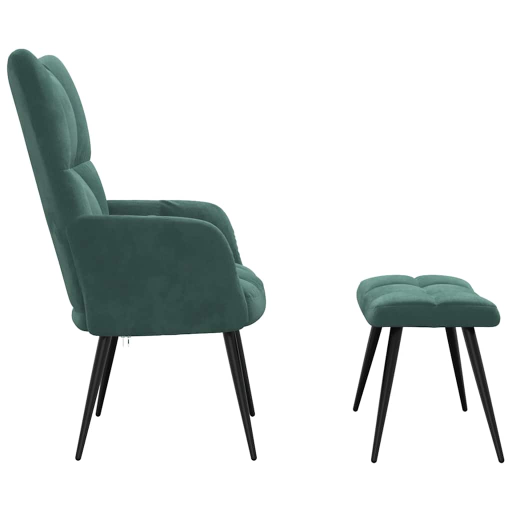 Chaise de relaxation avec tabouret Vert foncé Velours - XIOS