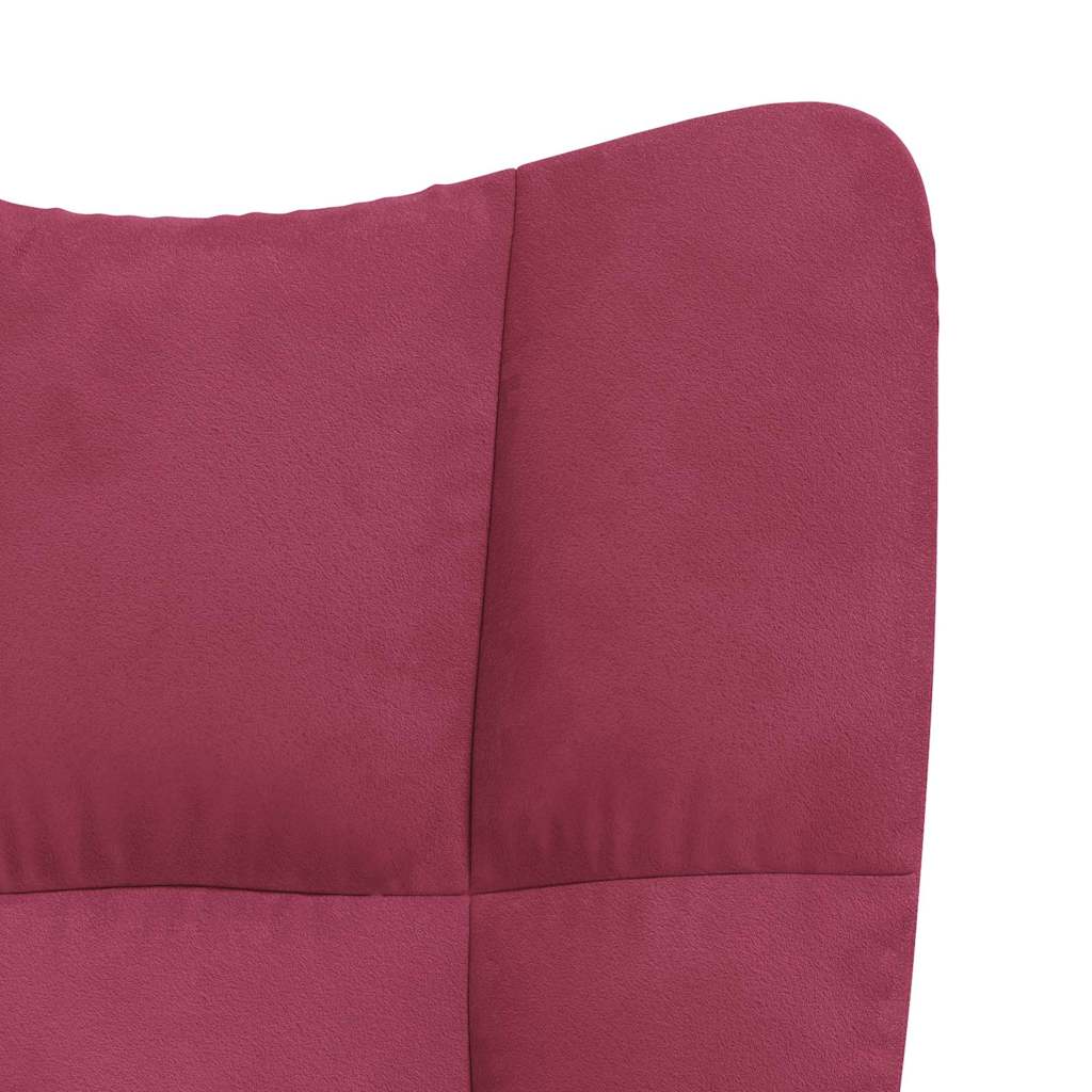 Chaise de relaxation avec tabouret Rouge bordeaux Velours - XIOS