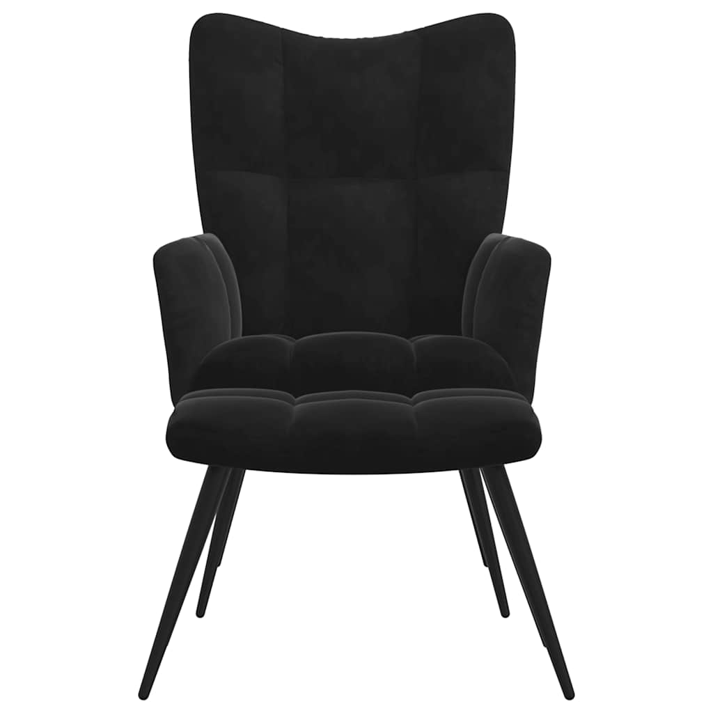 Chaise de relaxation avec tabouret Noir Velours - XIOS