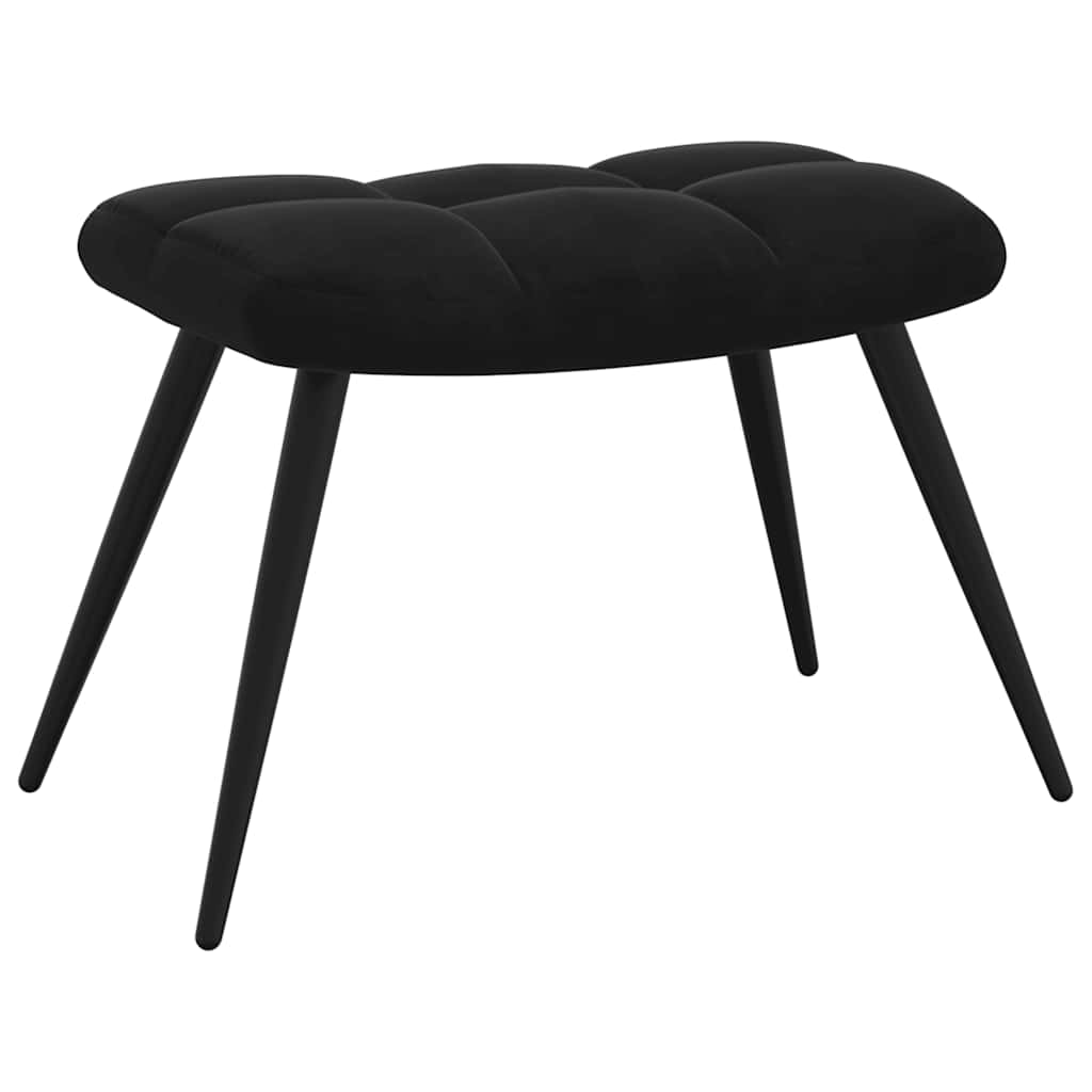 Chaise de relaxation avec tabouret Noir Velours - XIOS