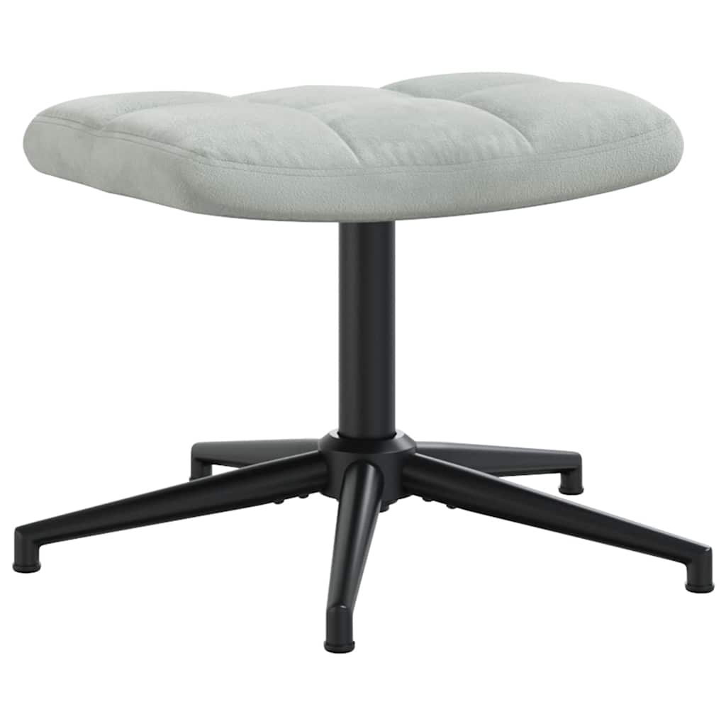 Chaise de relaxation avec tabouret Gris clair Velours - XIOS