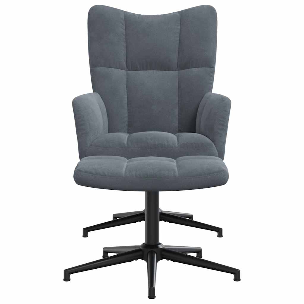 Chaise de relaxation avec tabouret Gris foncé Velours - XIOS