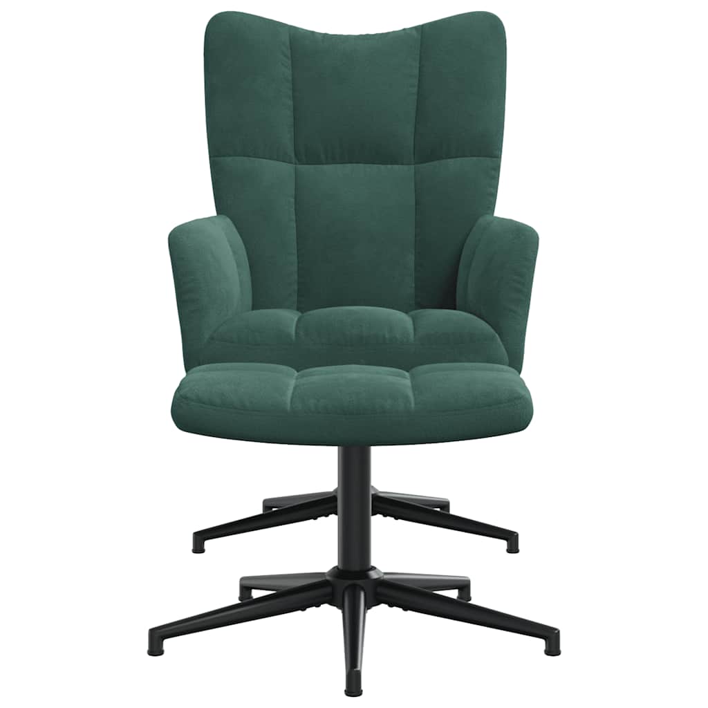 Chaise de relaxation avec tabouret Vert foncé Velours - XIOS