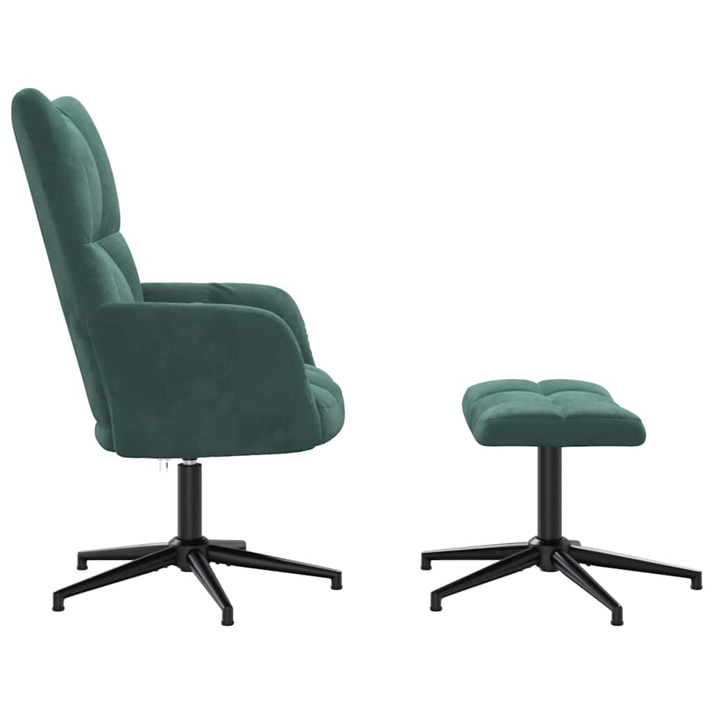Chaise de relaxation avec tabouret Vert foncé Velours - XIOS