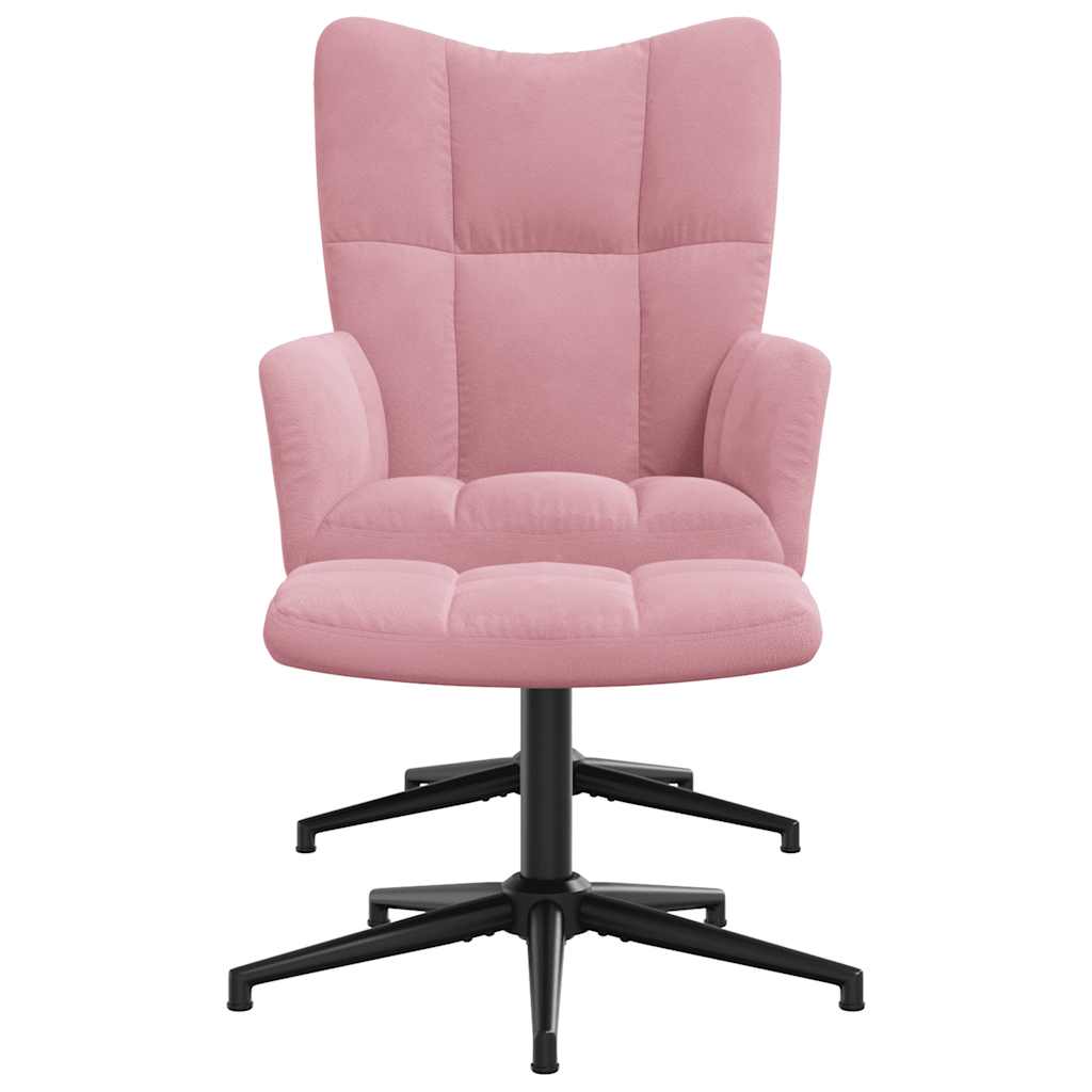 Chaise de relaxation avec tabouret Rose Velours - XIOS