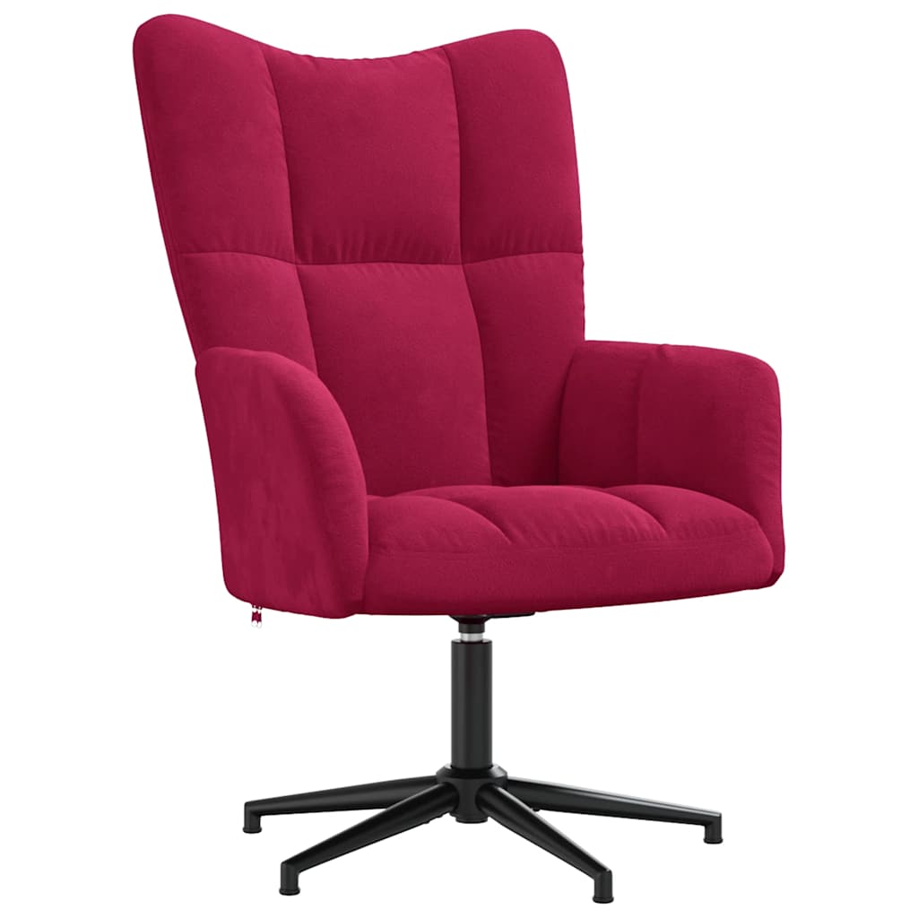 Chaise de relaxation avec tabouret Rouge bordeaux Velours