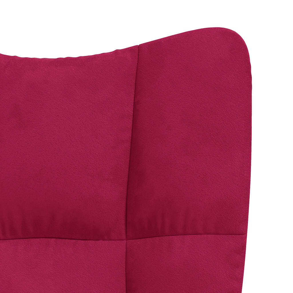 Chaise de relaxation avec tabouret Rouge bordeaux Velours