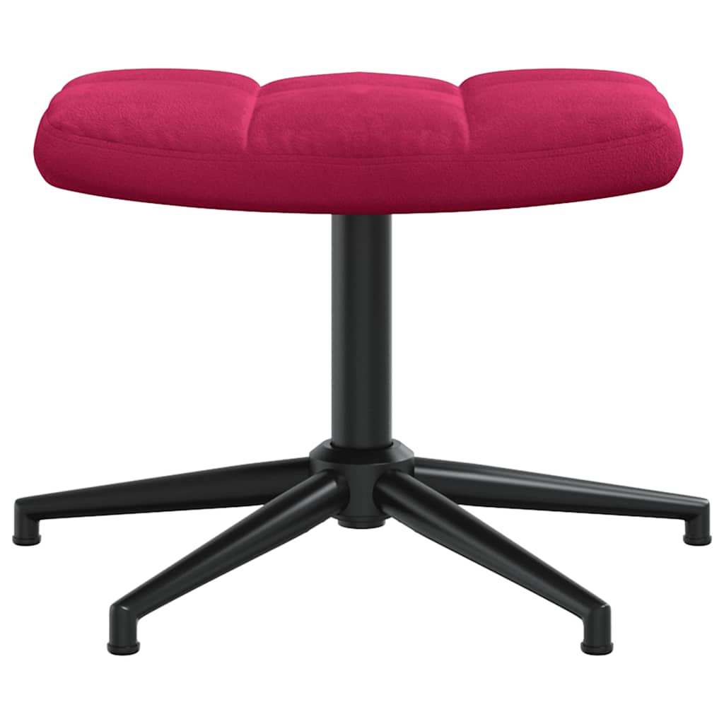 Chaise de relaxation avec tabouret Rouge bordeaux Velours