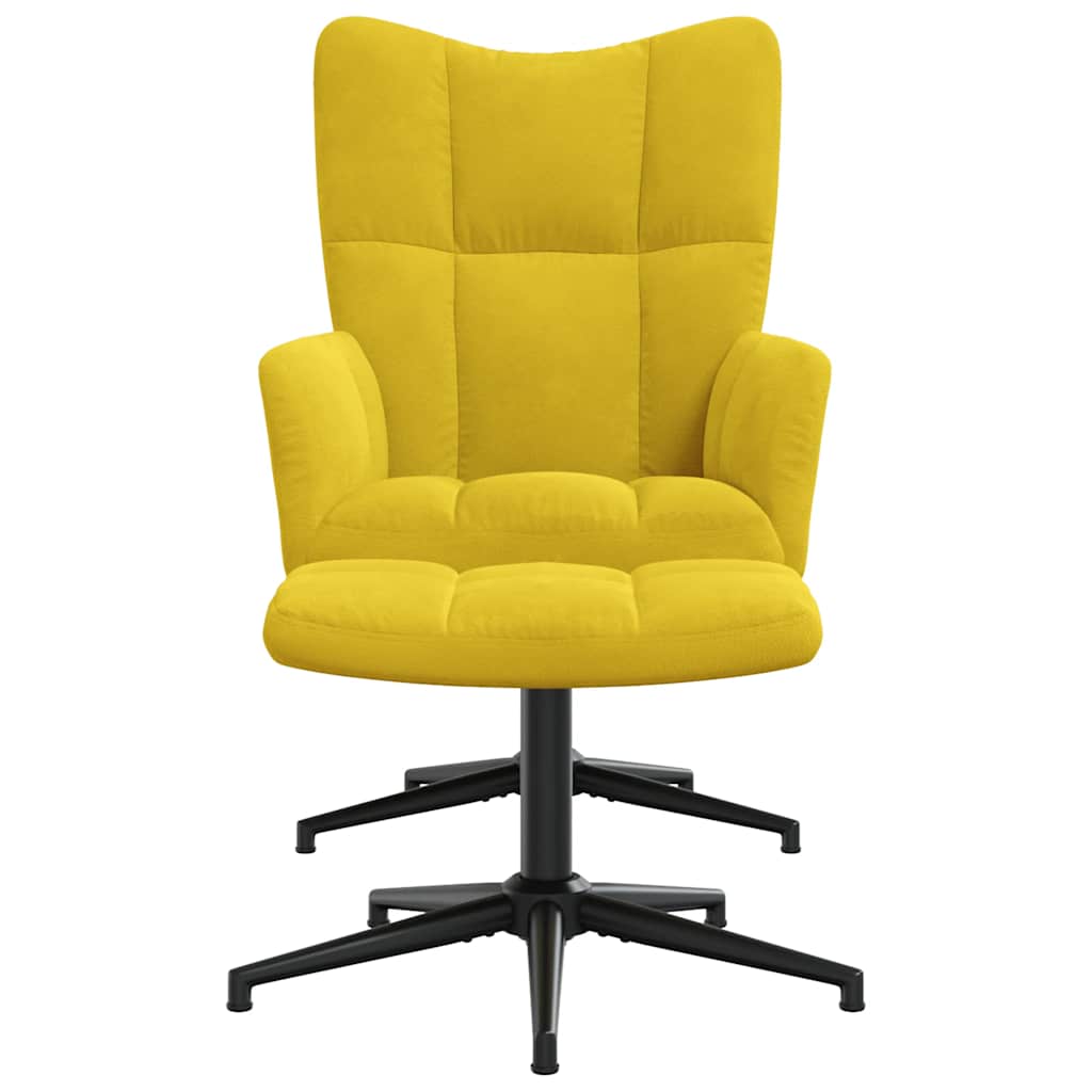 Chaise de relaxation avec tabouret Jaune moutarde Velours - XIOS