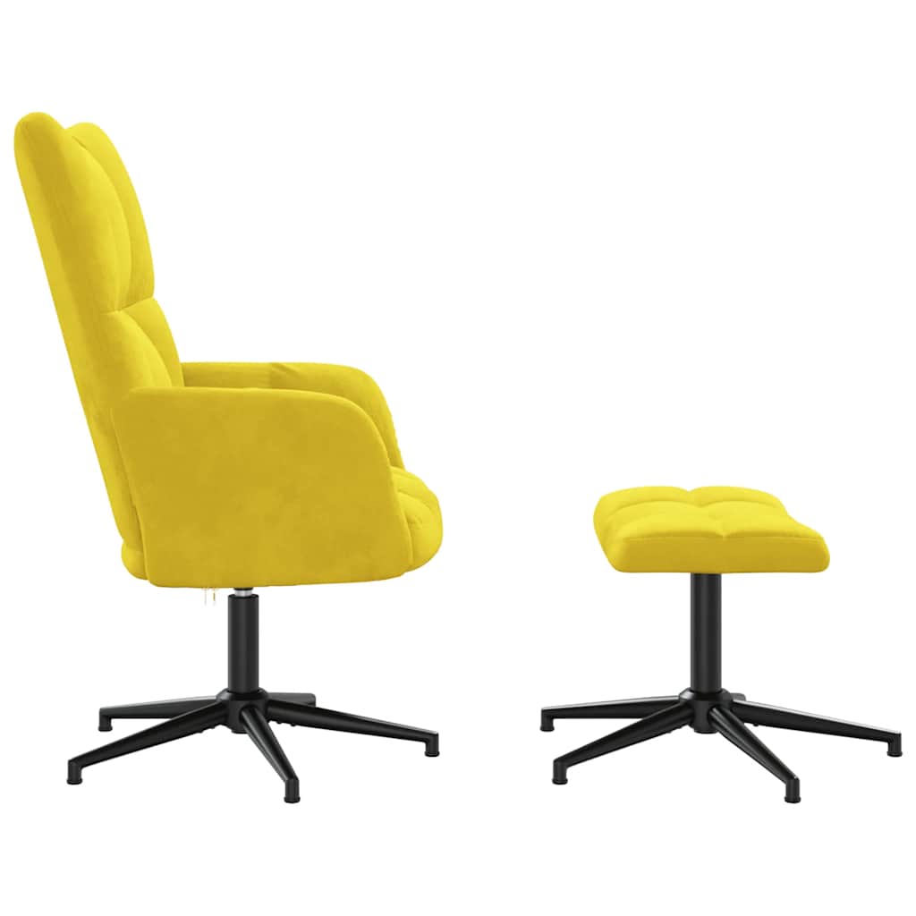 Chaise de relaxation avec tabouret Jaune moutarde Velours - XIOS