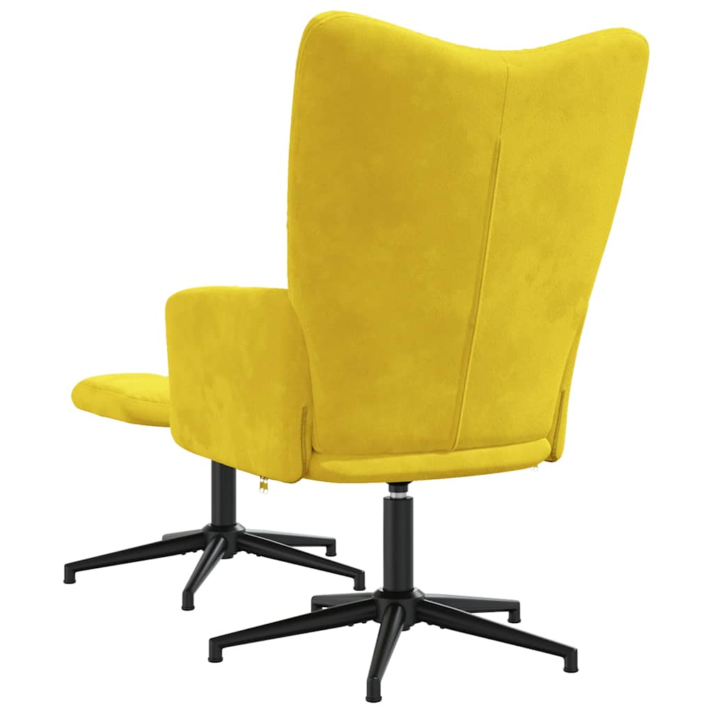 Chaise de relaxation avec tabouret Jaune moutarde Velours - XIOS