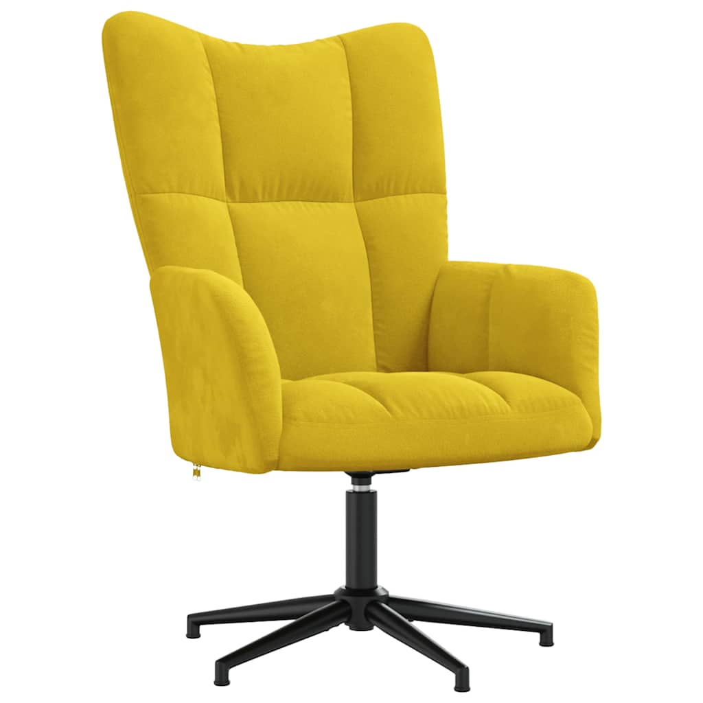 Chaise de relaxation avec tabouret Jaune moutarde Velours - XIOS