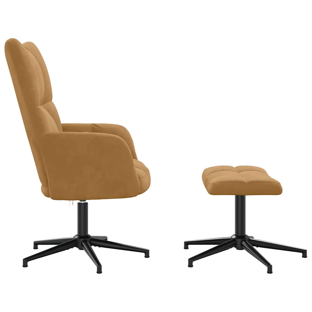 Chaise de relaxation avec tabouret Marron Velours - XIOS