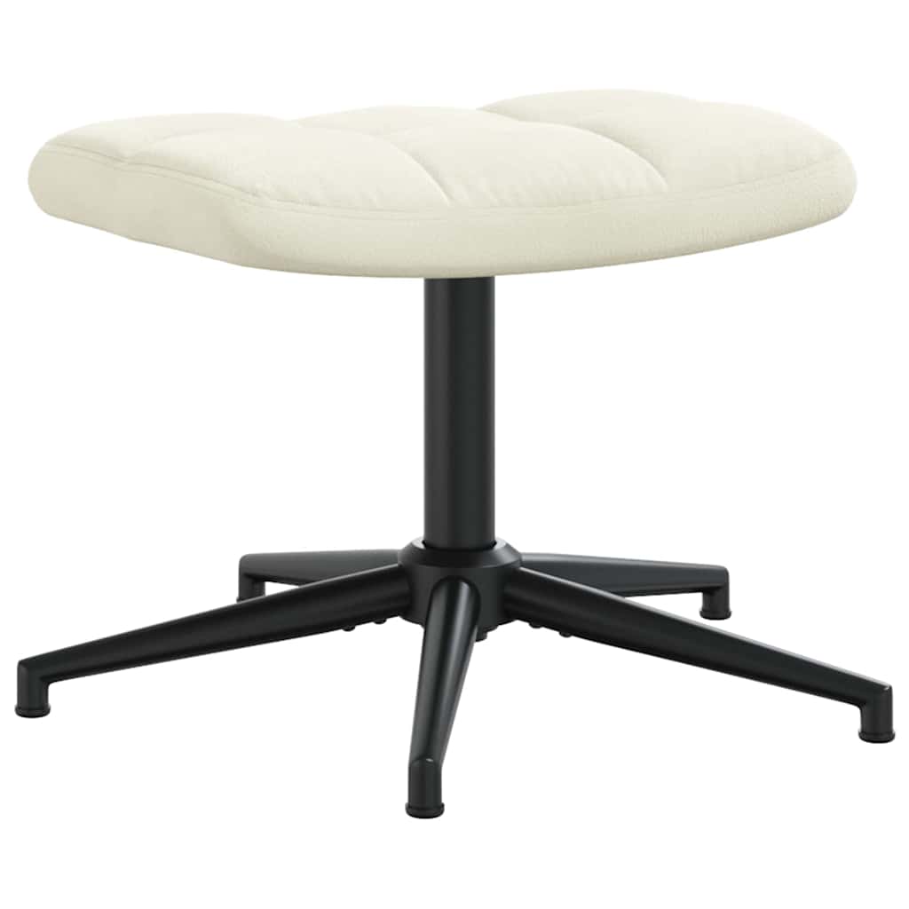 Chaise de relaxation avec tabouret Blanc crème Velours - XIOS