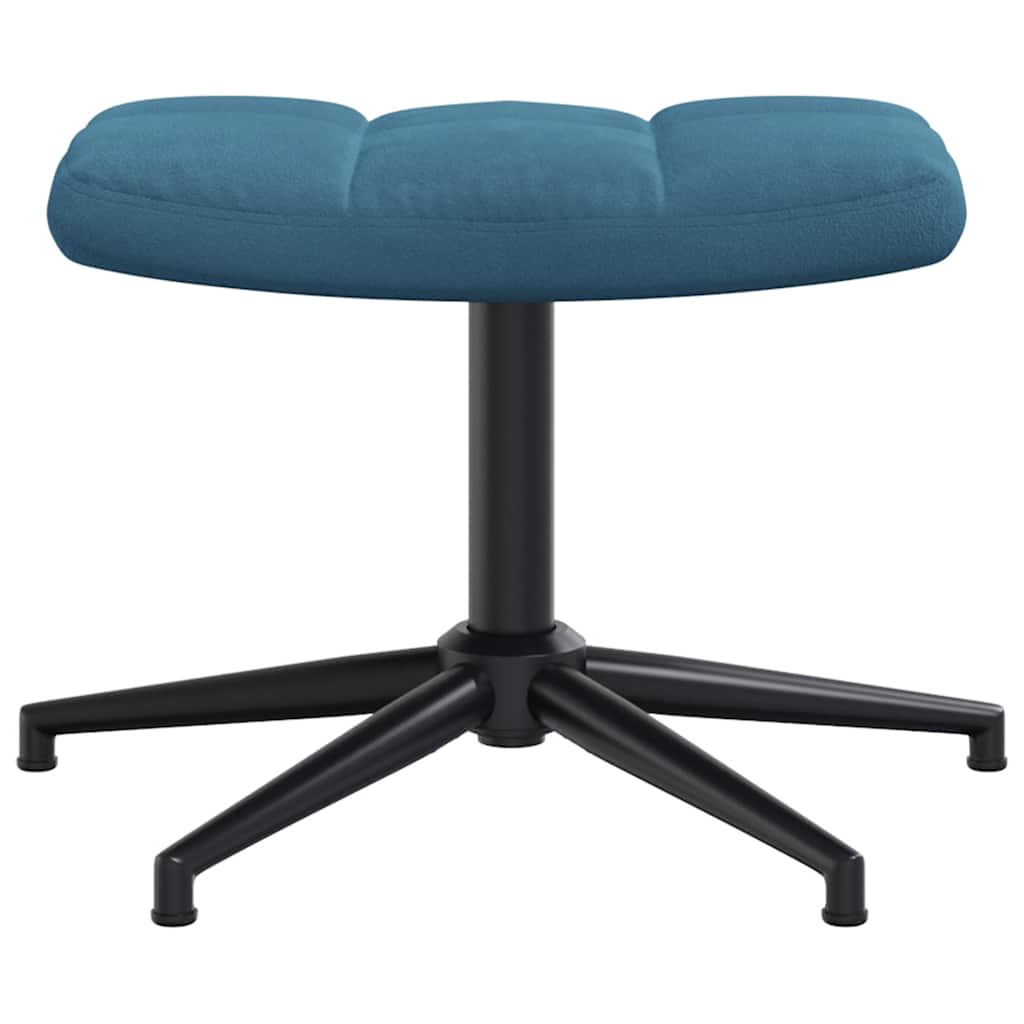 Chaise de relaxation avec tabouret Bleu Velours - XIOS